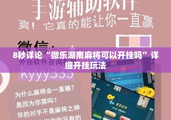 8秒详论“微乐湖南麻将可以开挂吗”详细开挂玩法