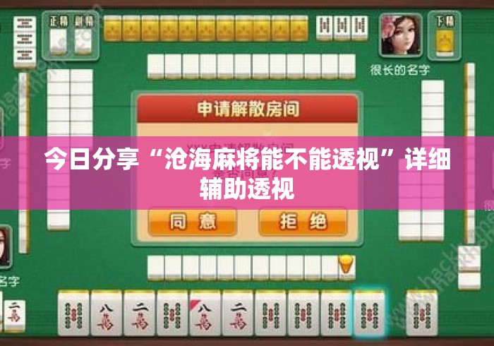 今日分享“沧海麻将能不能透视”详细辅助透视