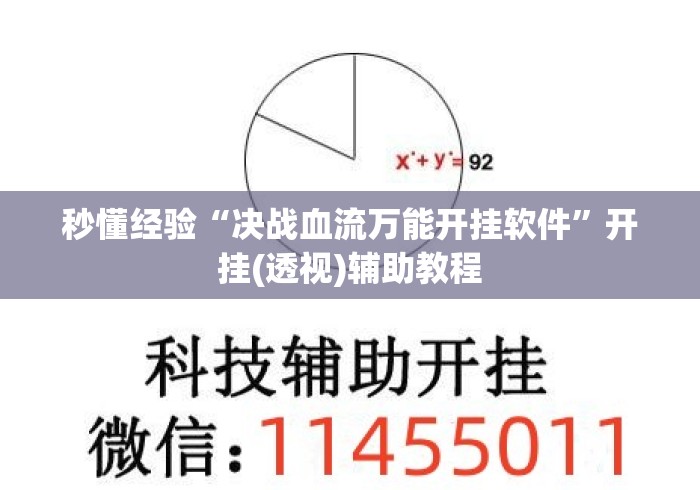 秒懂经验“决战血流万能开挂软件”开挂(透视)辅助教程