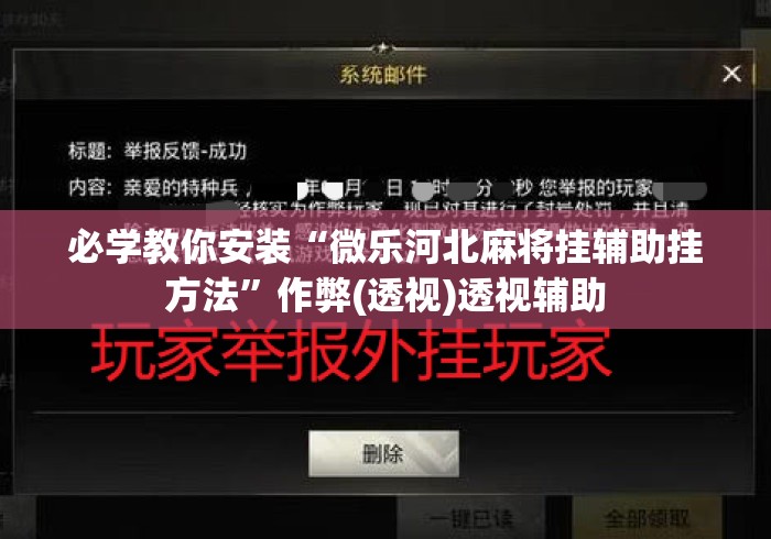 必学教你安装“微乐河北麻将挂辅助挂方法	”作弊(透视)透视辅助