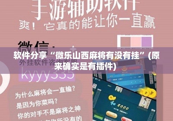 软件分享“微乐山西麻将有没有挂”(原来确实是有插件) 