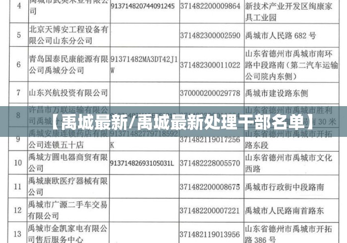 【禹城最新/禹城最新处理干部名单】