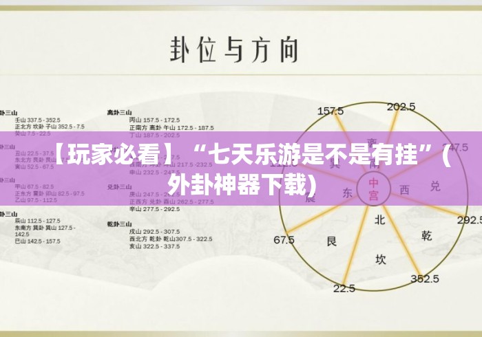 【玩家必看】“七天乐游是不是有挂	”(外卦神器下载)