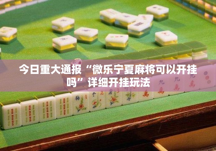 今日重大通报“微乐宁夏麻将可以开挂吗	”详细开挂玩法