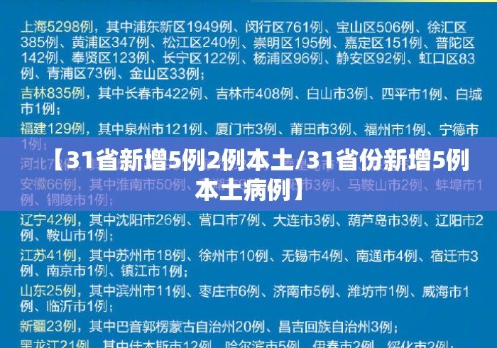 【31省新增5例2例本土/31省份新增5例本土病例】