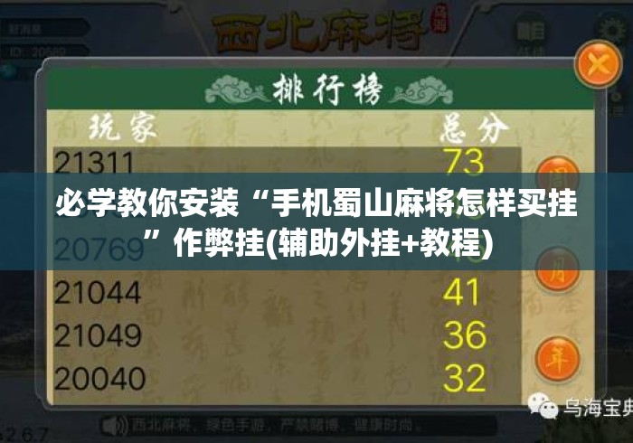 必学教你安装“手机蜀山麻将怎样买挂”作弊挂(辅助外挂+教程)