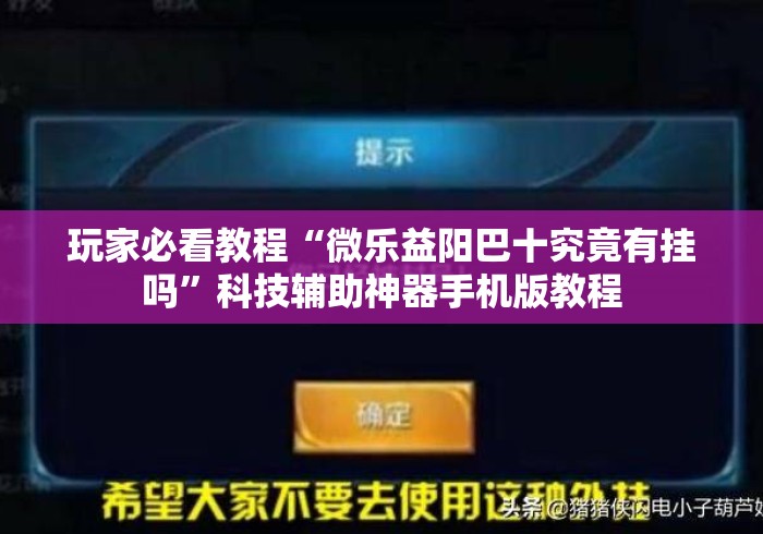 玩家必看教程“微乐益阳巴十究竟有挂吗	”科技辅助神器手机版教程
