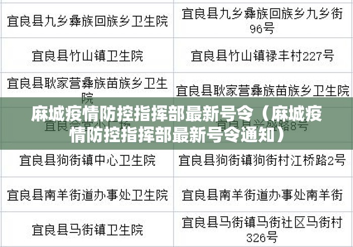 麻城疫情防控指挥部最新号令(麻城疫情防控指挥部最新号令通知) 麻城疫情防控指挥部最新号令(麻城疫情防控指挥部最新号令通知)