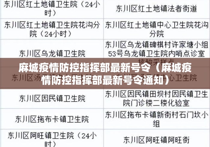 麻城疫情防控指挥部最新号令(麻城疫情防控指挥部最新号令通知) 麻城疫情防控指挥部最新号令(麻城疫情防控指挥部最新号令通知)