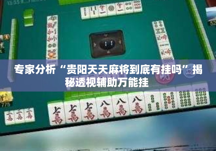 专家分析“贵阳天天麻将到底有挂吗”揭秘透视辅助万能挂 