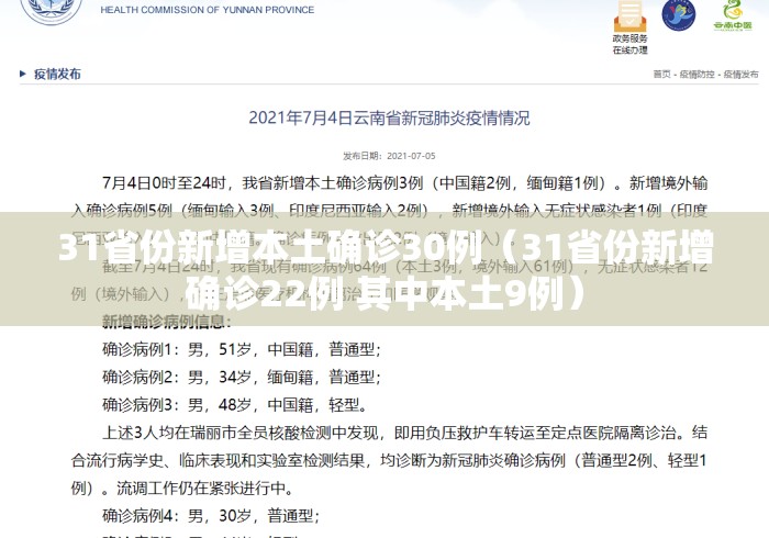 31省份新增本土确诊30例(31省份新增确诊22例 其中本土9例) 31省份新增本土确诊30例(31省份新增确诊22例 其中本土9例)