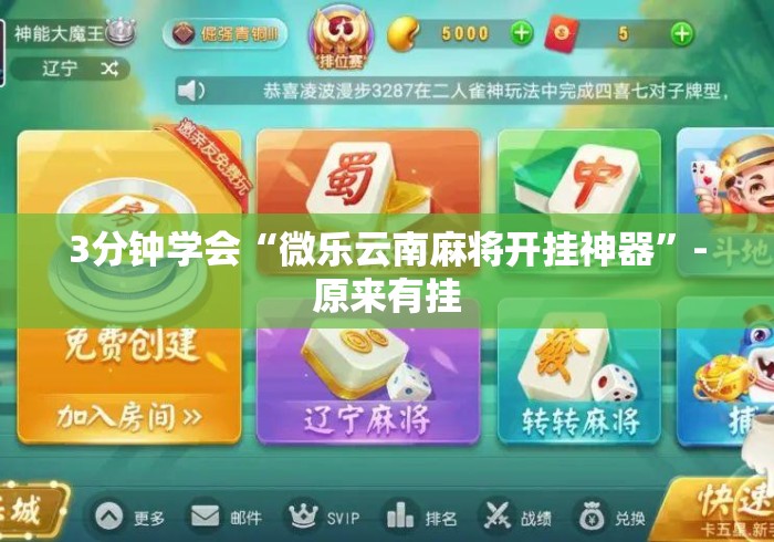 3分钟学会“微乐云南麻将开挂神器”-原来有挂