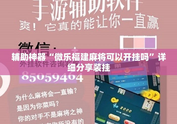 辅助神器“微乐福建麻将可以开挂吗”详细分享装挂