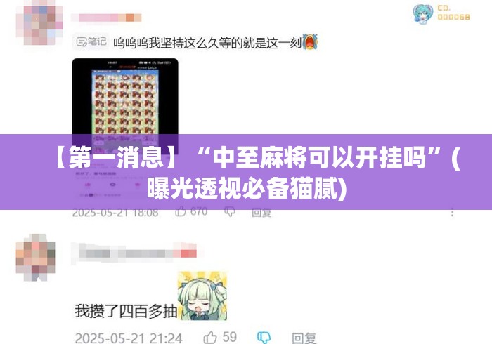 【第一消息】“中至麻将可以开挂吗”(曝光透视必备猫腻)