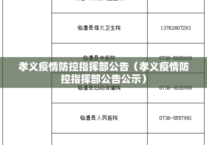 孝义疫情防控指挥部公告(孝义疫情防控指挥部公告公示) 孝义疫情防控指挥部公告(孝义疫情防控指挥部公告公示)