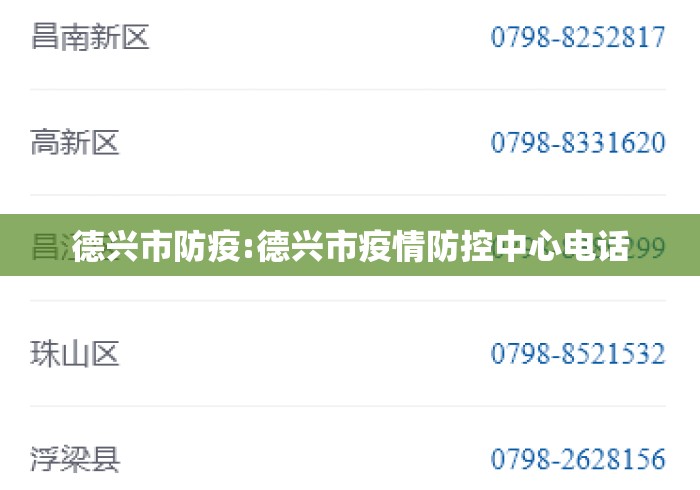 德兴市防疫:德兴市疫情防控中心电话