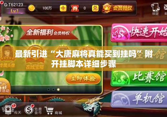 最新引进“大唐麻将真能买到挂吗”附开挂脚本详细步骤