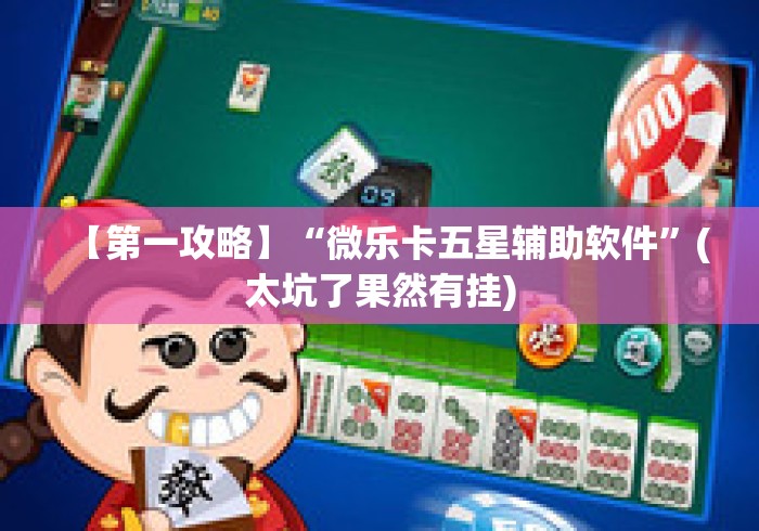 【第一攻略】“微乐卡五星辅助软件”(太坑了果然有挂)