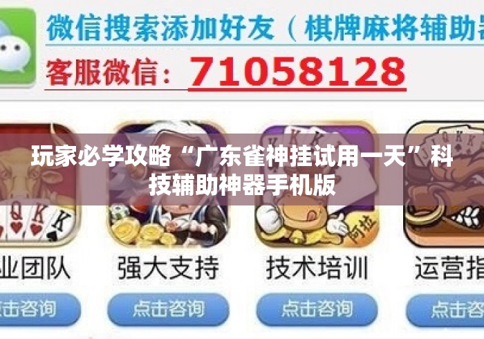 玩家必学攻略“广东雀神挂试用一天	”科技辅助神器手机版