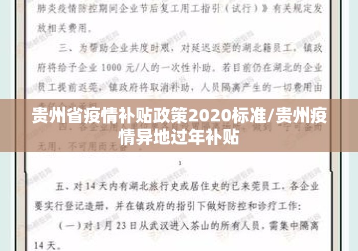 贵州省疫情补贴政策2020标准/贵州疫情异地过年补贴