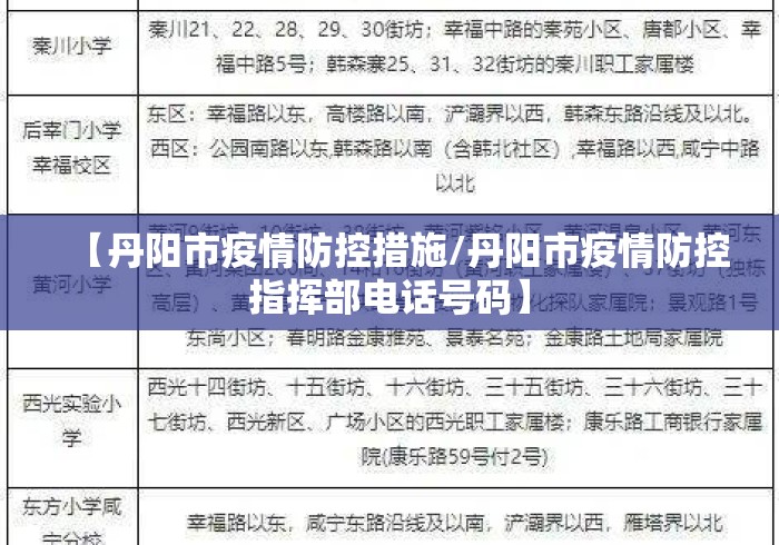 【丹阳市疫情防控措施/丹阳市疫情防控指挥部电话号码】