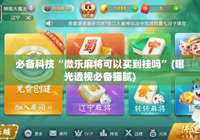 必备科技“微乐麻将可以买到挂吗”(曝光透视必备猫腻)