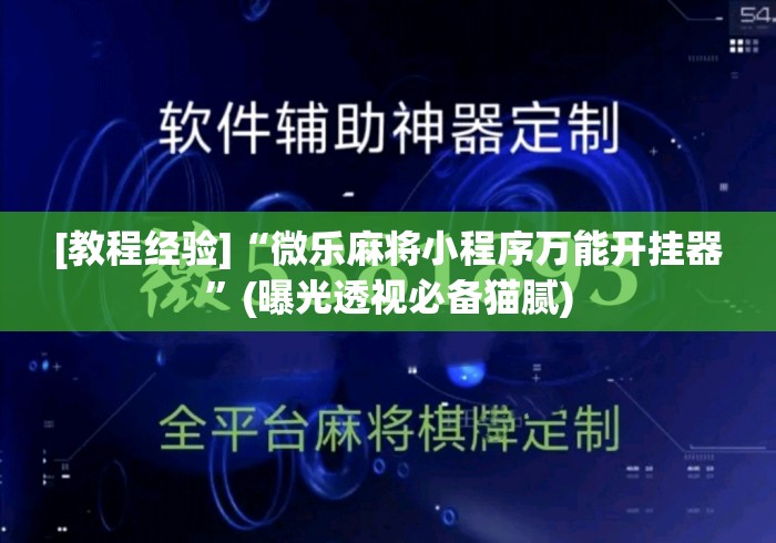 [教程经验]“微乐麻将小程序万能开挂器”(曝光透视必备猫腻)