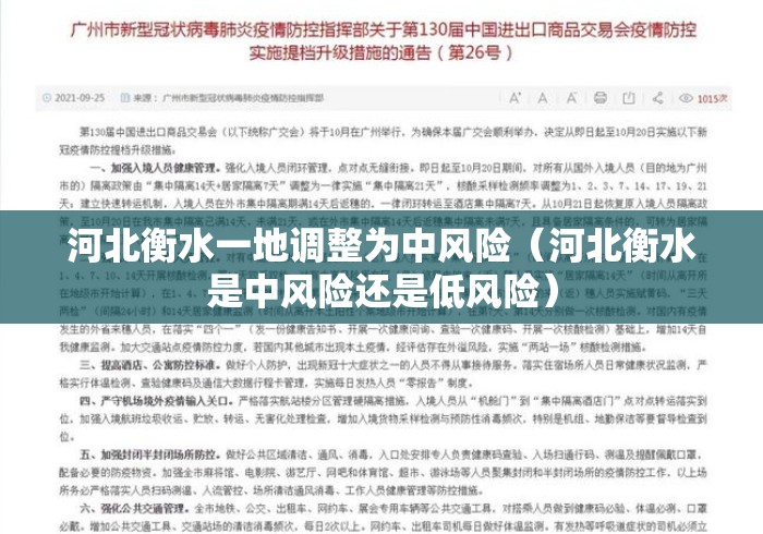 河北衡水一地调整为中风险(河北衡水是中风险还是低风险) 河北衡水一地调整为中风险(河北衡水是中风险还是低风险)