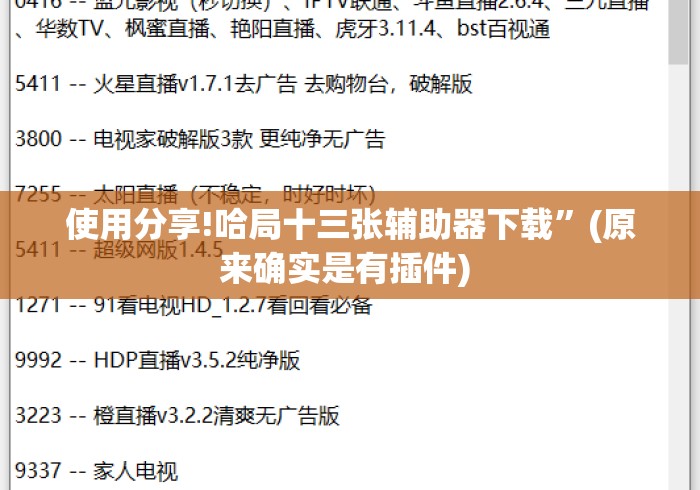 使用分享!哈局十三张辅助器下载”(原来确实是有插件) 