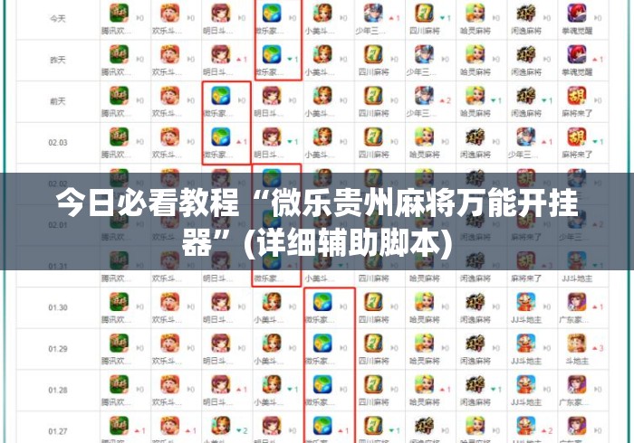 今日必看教程“微乐贵州麻将万能开挂器	”(详细辅助脚本)