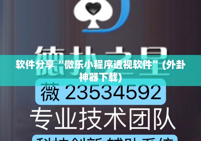 软件分享“微乐小程序透视软件	”(外卦神器下载)