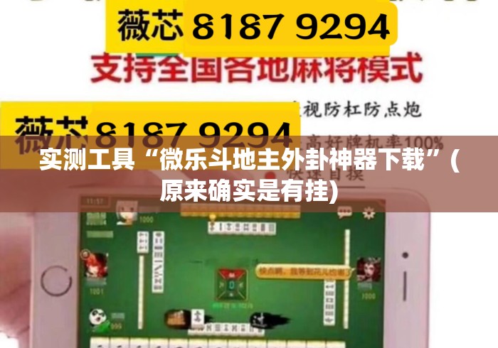 实测工具“微乐斗地主外卦神器下载”(原来确实是有挂)