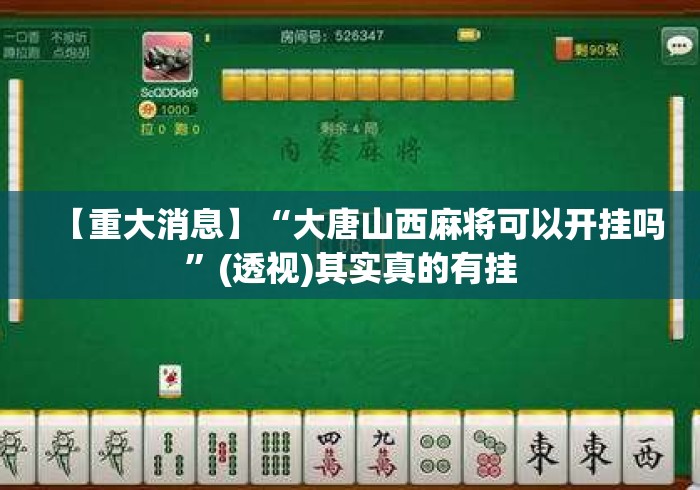 【重大消息】“大唐山西麻将可以开挂吗	”(透视)其实真的有挂
