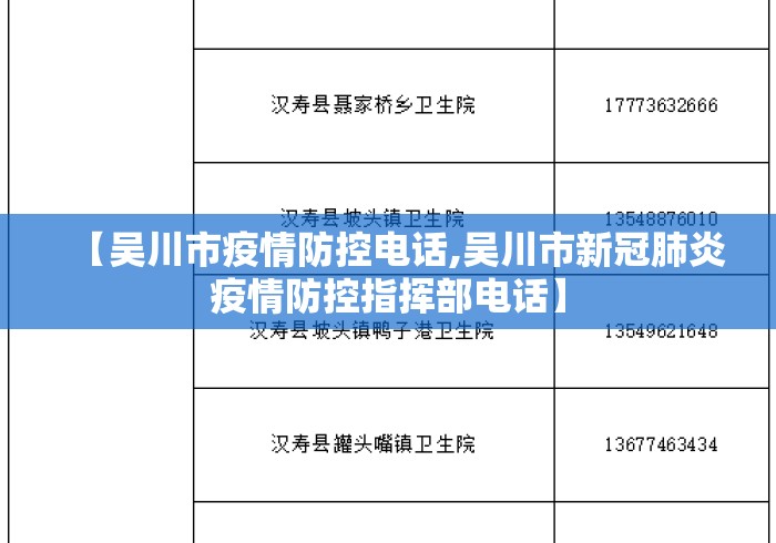 【吴川市疫情防控电话,吴川市新冠肺炎疫情防控指挥部电话】