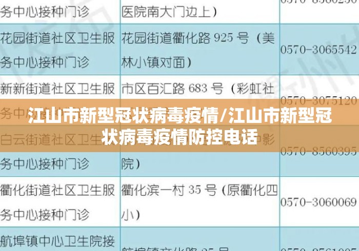 江山市新型冠状病毒疫情/江山市新型冠状病毒疫情防控电话