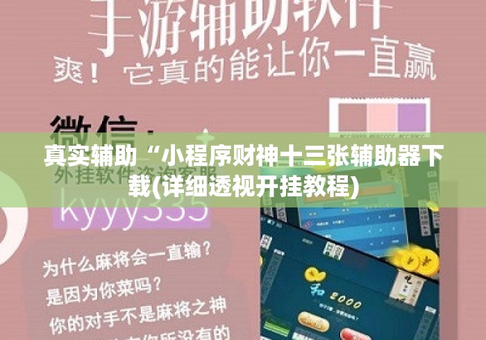 真实辅助“小程序财神十三张辅助器下载(详细透视开挂教程)