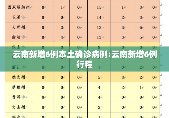 云南新增6例本土确诊病例:云南新增6例行程