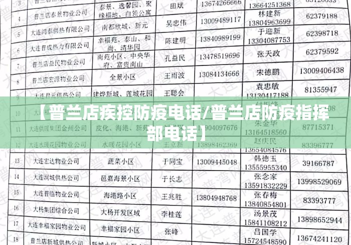 【普兰店疾控防疫电话/普兰店防疫指挥部电话】 【普兰店疾控防疫电话/普兰店防疫指挥部电话】