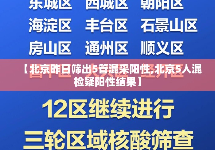 【北京昨日筛出5管混采阳性,北京5人混检疑阳性结果】 【北京昨日筛出5管混采阳性,北京5人混检疑阳性结果】