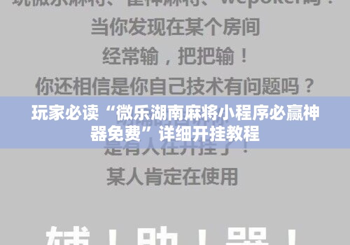 玩家必读“微乐湖南麻将小程序必赢神器免费	”详细开挂教程
