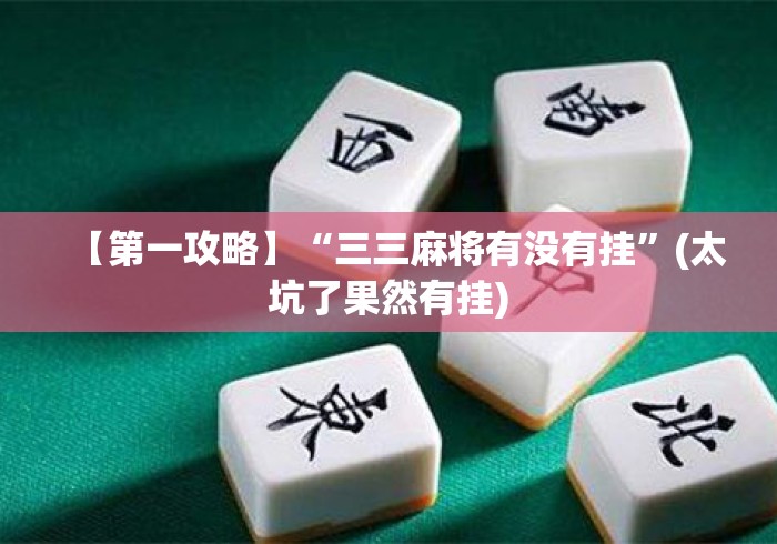 【第一攻略】“三三麻将有没有挂”(太坑了果然有挂)