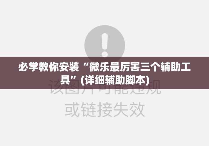 必学教你安装“微乐最厉害三个辅助工具	”(详细辅助脚本)