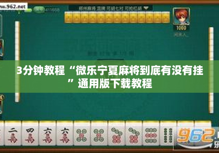 3分钟教程“微乐宁夏麻将到底有没有挂”通用版下载教程