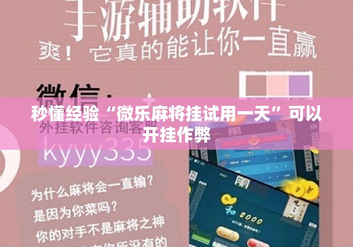 秒懂经验“微乐麻将挂试用一天”可以开挂作弊