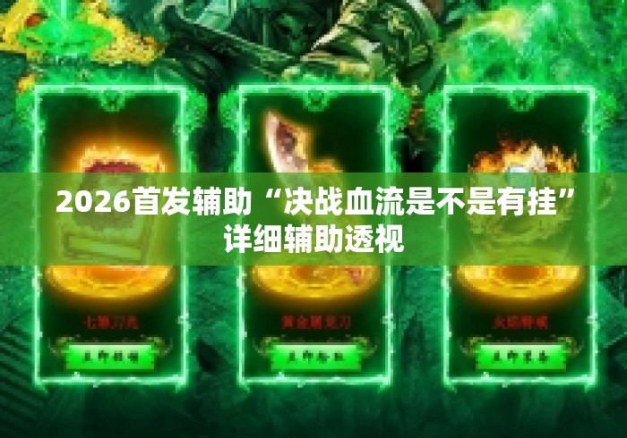 2026首发辅助“决战血流是不是有挂”详细辅助透视