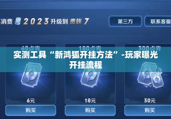 实测工具“新鸿狐开挂方法	”-玩家曝光开挂流程