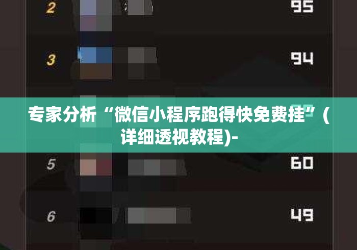 专家分析“微信小程序跑得快免费挂”(详细透视教程)-