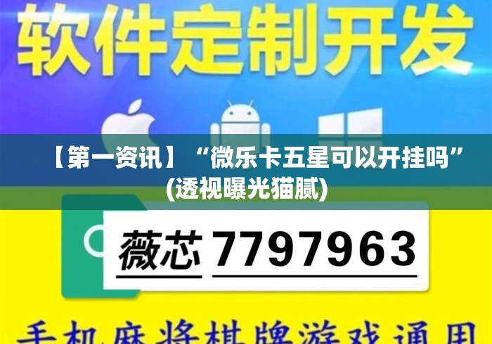 【第一资讯】“微乐卡五星可以开挂吗”(透视曝光猫腻)