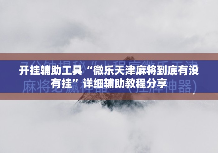 开挂辅助工具“微乐天津麻将到底有没有挂	”详细辅助教程分享