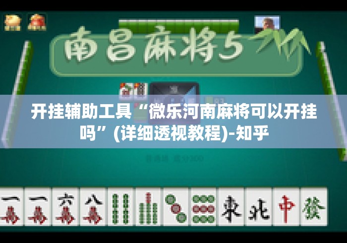 开挂辅助工具“微乐河南麻将可以开挂吗”(详细透视教程)-知乎
